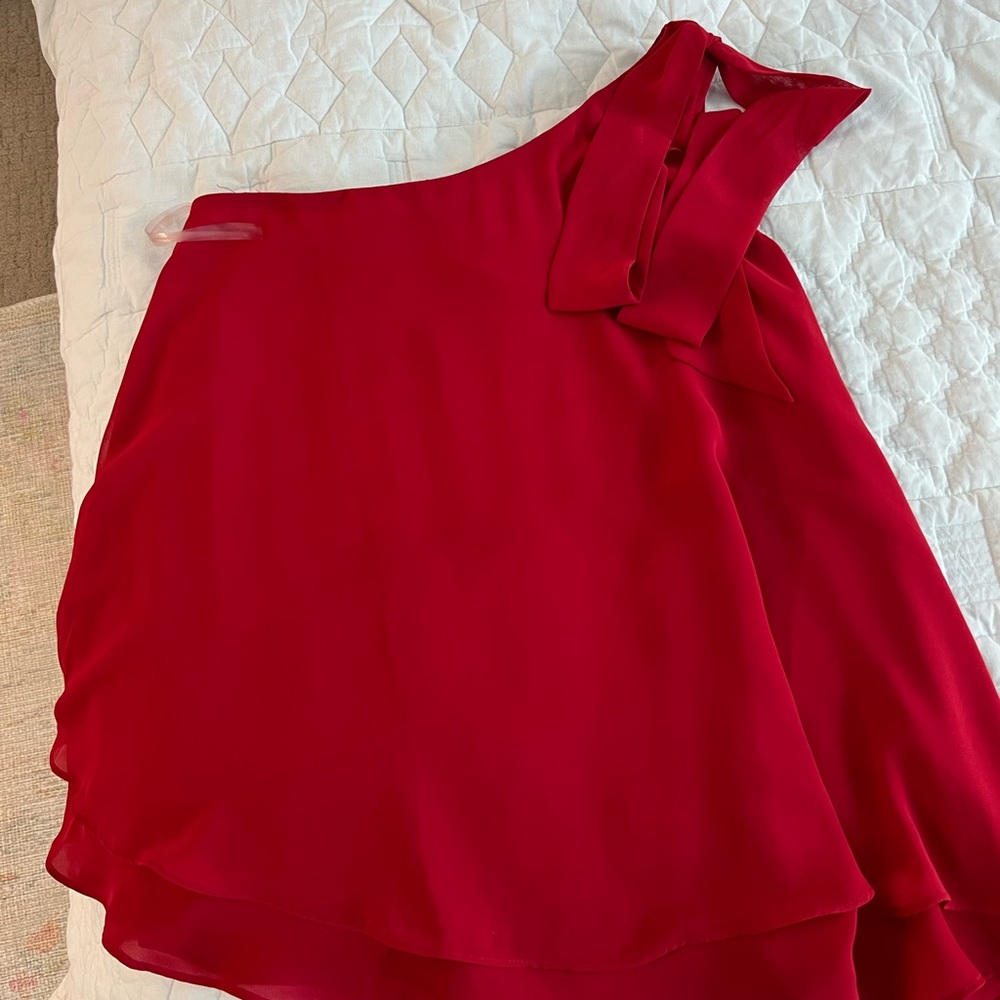 One shoulder flowy blouse with bow detail
